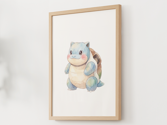Pokemon Blastoise Nursery Wall Art Printable, Cute Kids Room Decor, Blue Pokemon Poster, Instant Download Digital Print