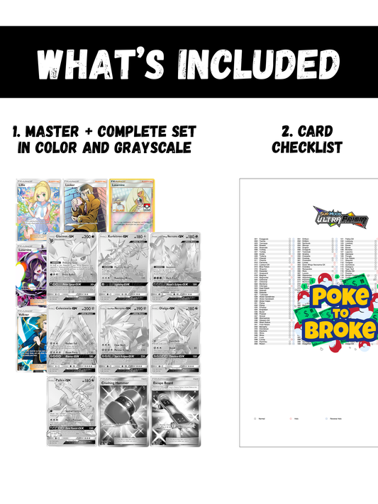 Sun & Moon: Ultra Prism Printable Master and Complete Set Binder Placeholders + Checklist (Digital Download)