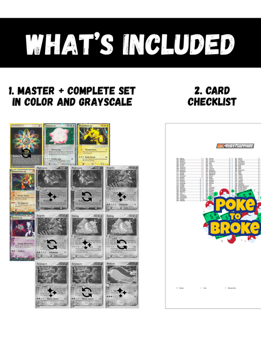 EX: Ruby & Sapphire Printable Master and Complete Set Binder Placeholders + Checklist (Digital Download)