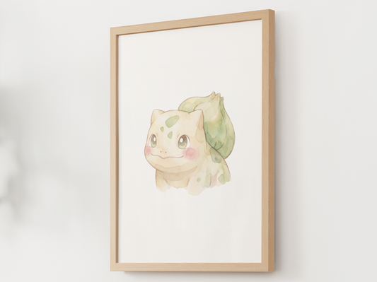 Pokemon Bulbasaur Nursery Wall Art Printable, Cute Kids Room Decor, Green Pokemon Poster, Instant Download Digital Print