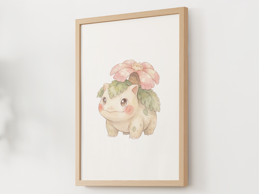 Pokemon Venusaur Nursery Wall Art Printable, Cute Kids Room Decor, Green Pokemon Poster, Instant Download Digital Print