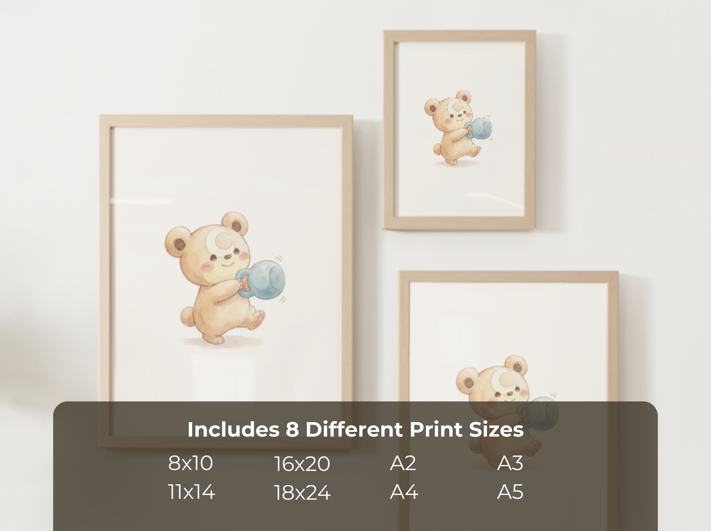 Teddiursa Workout Wall Art Printable, Cute Pokemon Gym Poster, Home Gym Decor, Fitness Room Wall Print, Instant Download
