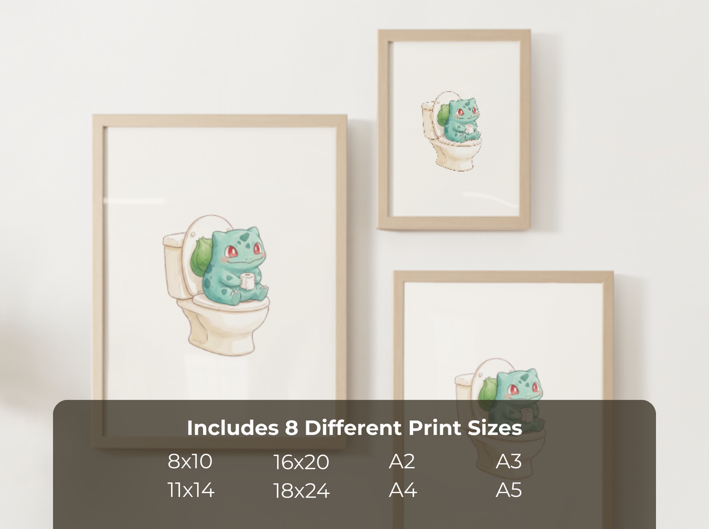 Bulbasaur Toilet Poster, Kids Bathroom Art (Digital Download)