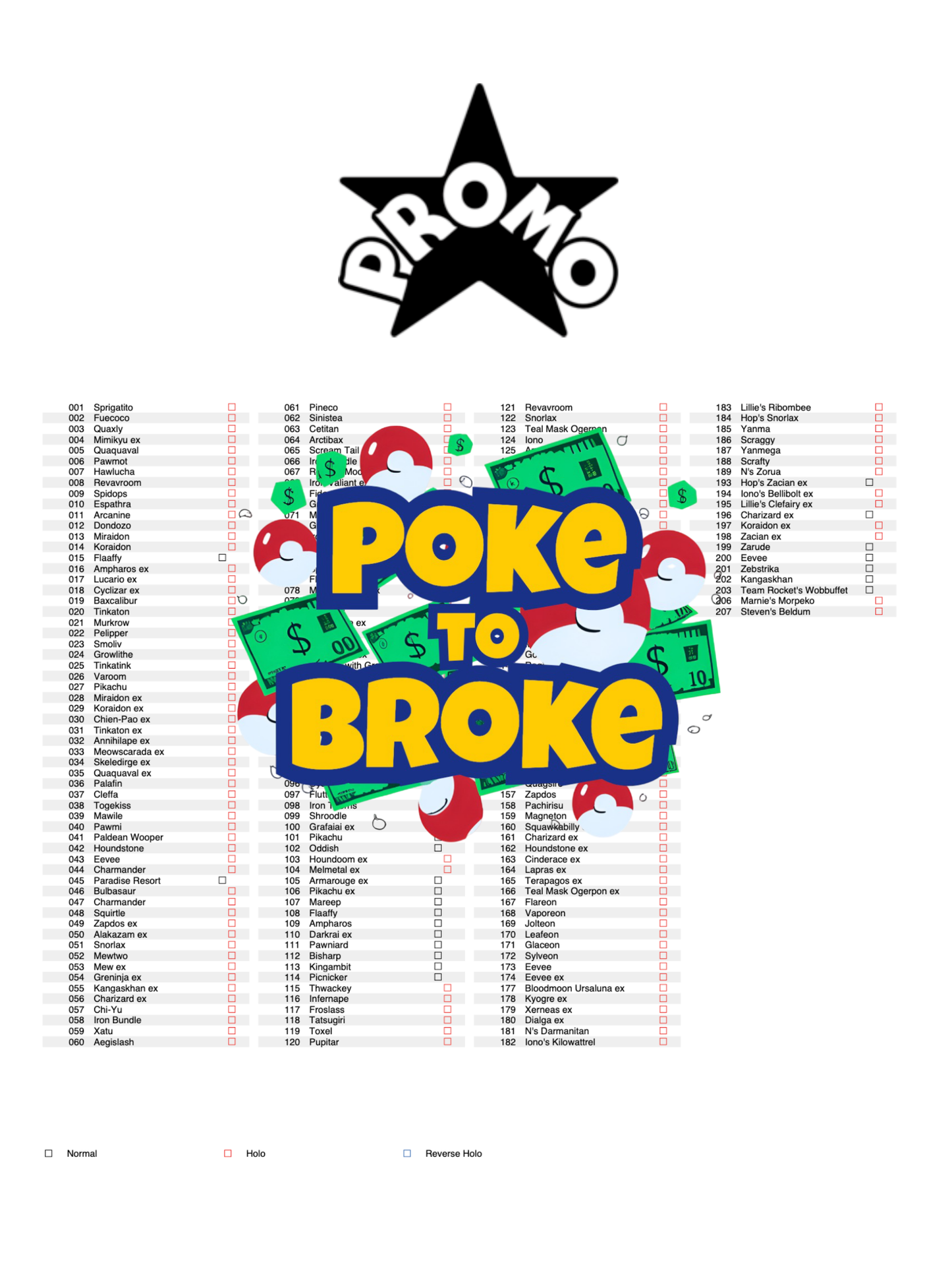 Scarlet & Violet: Promo Cards Printable Master Set Binder Placeholders + Checklist (Digital Download)