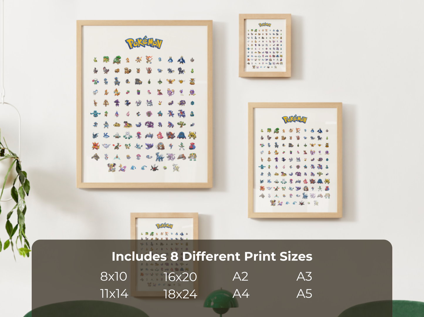 Pokemon Gen 4 Pokedex Poster, Sinnoh Wall Art, Kids Bedroom Decor, Original Artwork Printable Digital Download