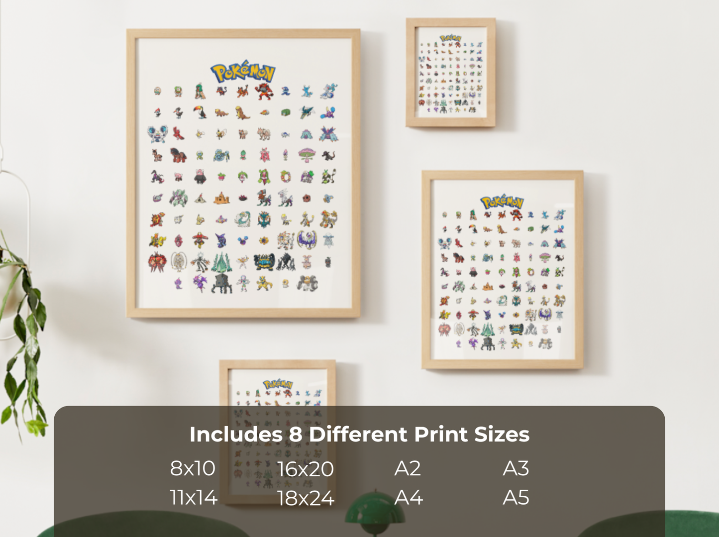 Pokemon Gen 7 Pokedex Poster, Alola Wall Art, Kids Bedroom Decor, Pixel Edition Printable Digital Download