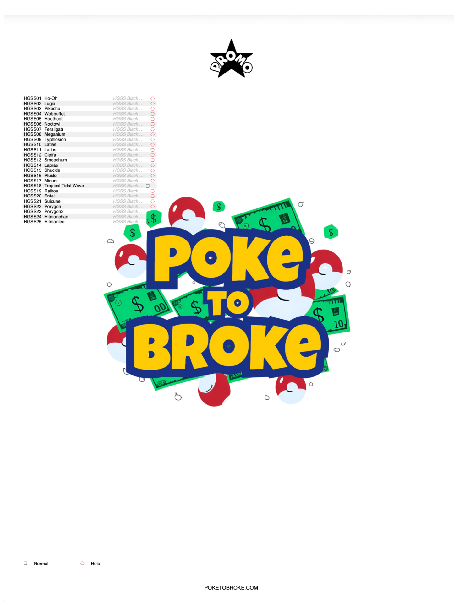 HeartGold & SoulSilver: Promos Printable Master Set Binder Placeholders + Checklist (Digital Download)