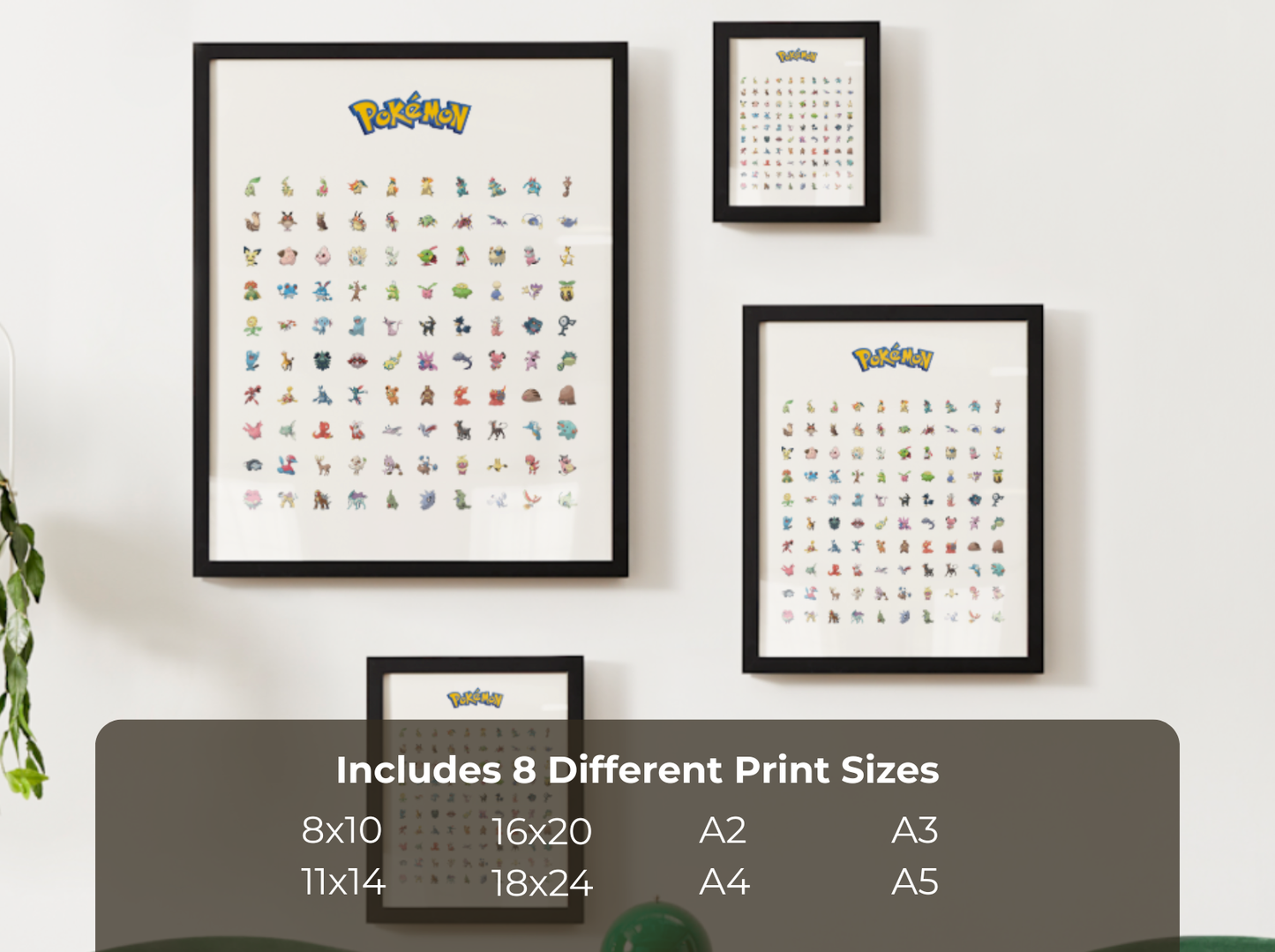 Pokemon Gen 2 Pokedex Poster, Johto Wall Art, Kids Bedroom Decor, Original Artwork Printable Digital Download