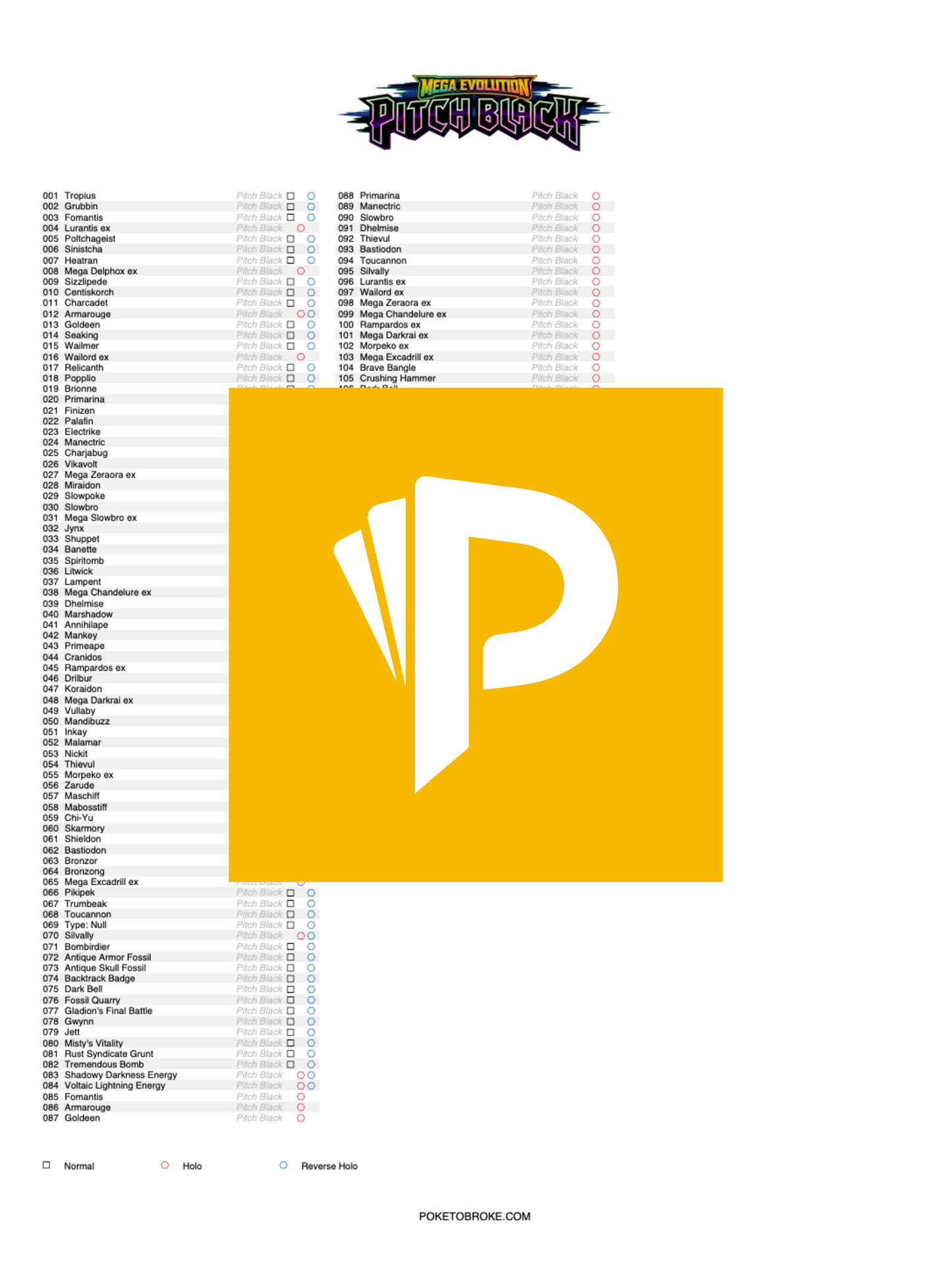 Mega Evolution: Pitch Black Printable Master and Complete Set Binder Placeholders + Checklist (Digital Download)