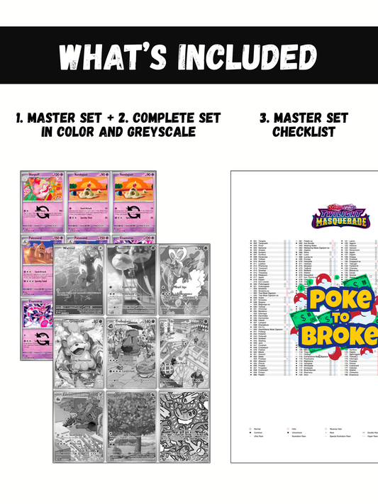 Scarlet & Violet: Twilight Masquerade Printable Master and Complete Set Binder Placeholders + Checklist (Digital Download)