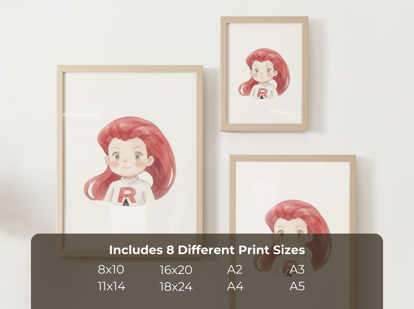 Jessie Kanto Trainer Wall Art Printable, Gen 1 Pokémon Poster, Kids Room Decor, Digital Download