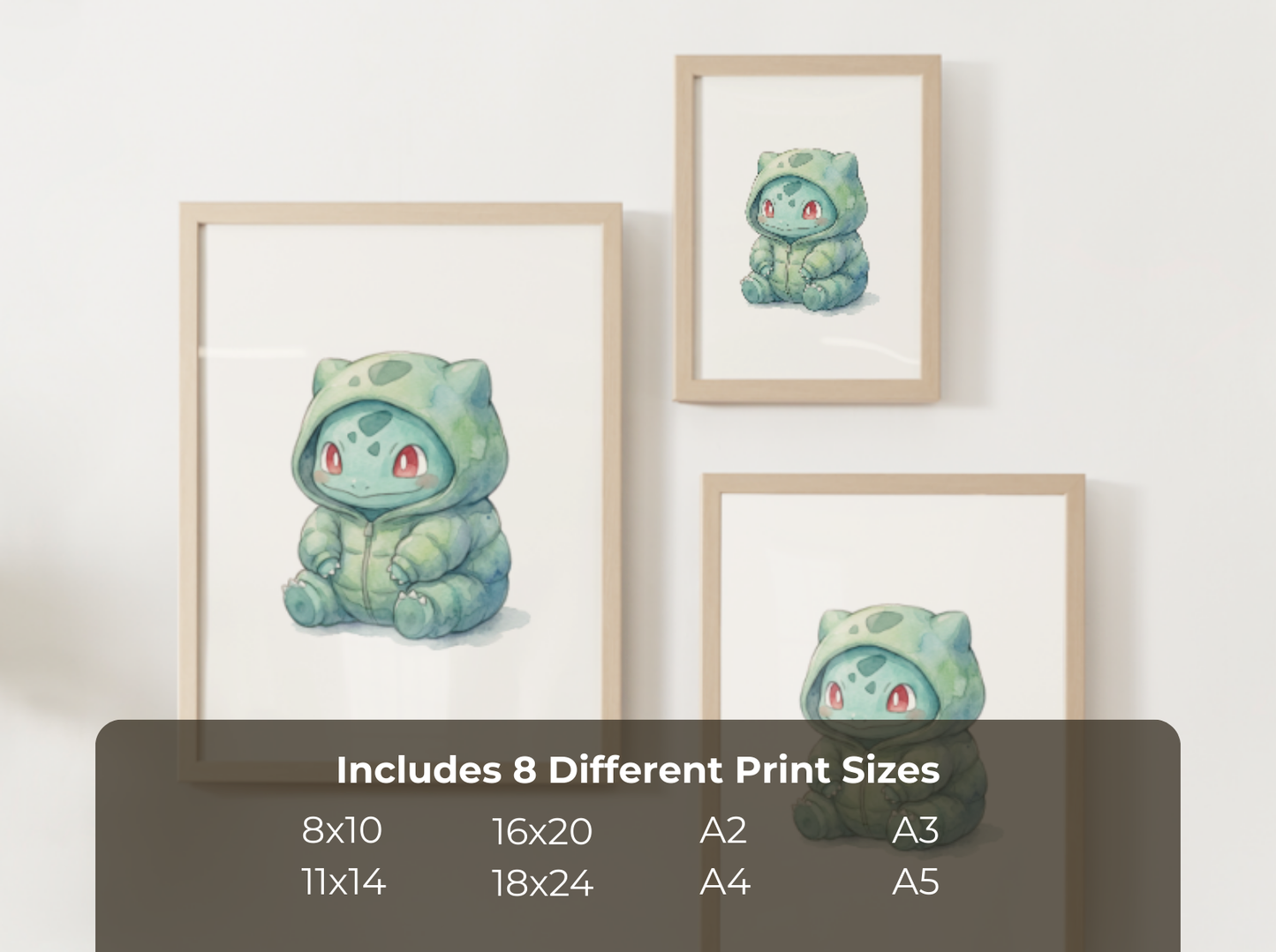 Bulbasaur Onesie Wall Art Printable, Gen 1 Starter Nursery Poster, Kids Room Decor, Digital Download