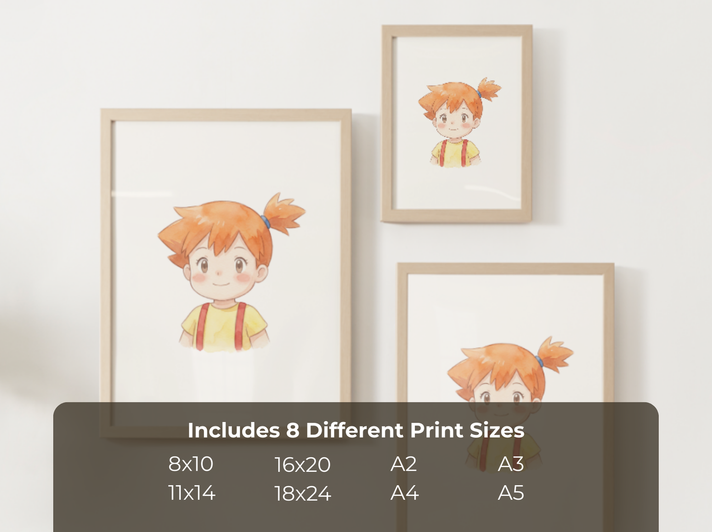 Misty Kanto Trainer Wall Art Printable, Gen 1 Pokémon Poster, Kids Room Decor, Digital Download