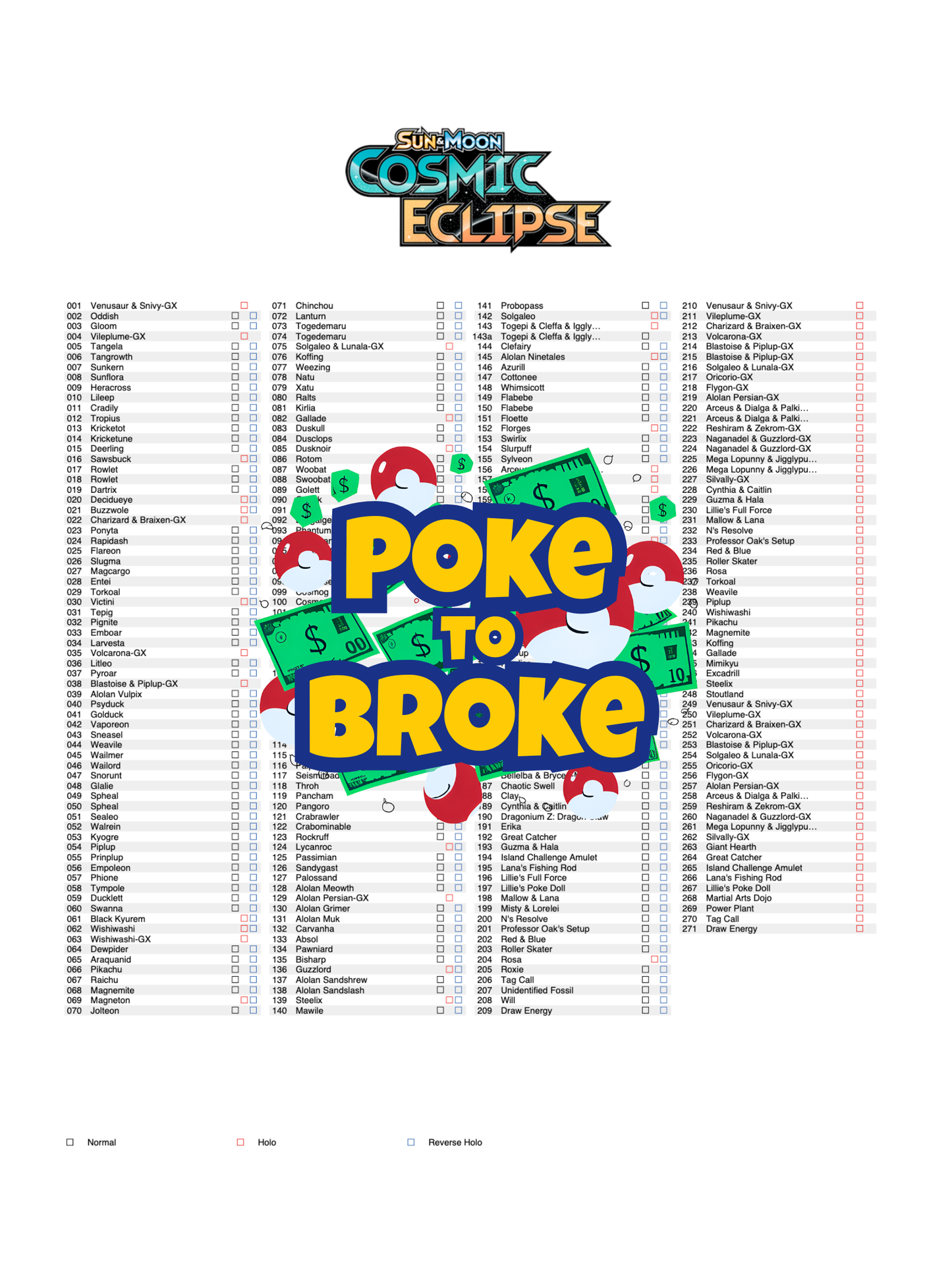 Sun & Moon: Cosmic Eclipse Printable Master and Complete Set Binder Placeholders + Checklist (Digital Download)