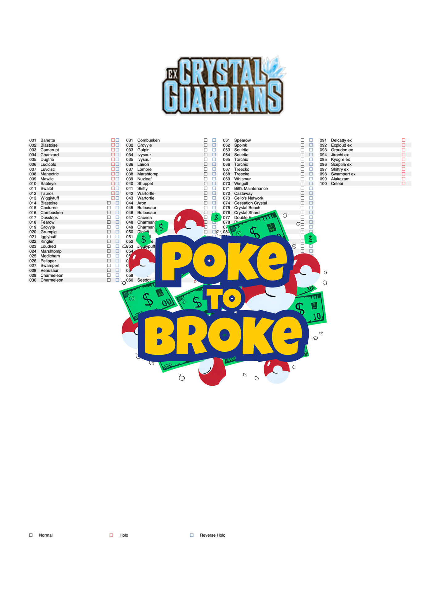 EX: Crystal Guardians Printable Master and Complete Set Binder Placeholders + Checklist (Digital Download)