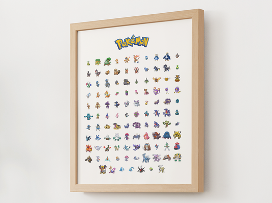 Pokemon Gen 4 Pokedex Poster, Sinnoh Wall Art, Kids Bedroom Decor, Original Artwork Printable Digital Download