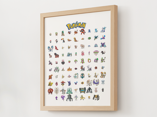 Pokemon Gen 7 Pokedex Poster, Alola Wall Art, Kids Bedroom Decor, Pixel Edition Printable Digital Download