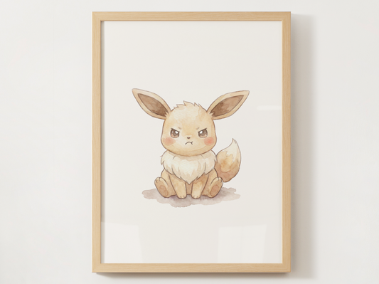Pokémon Eevee Emotions Nursery Wall Art Bundle, 6 Printable Posters, Angry Confused Happy Sad Scared Surprised, Digital Download