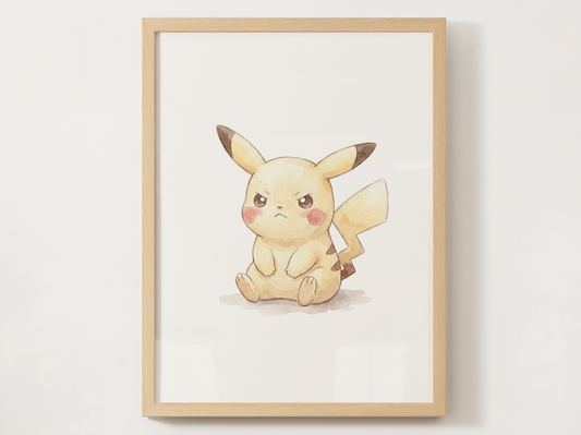 Pokémon Pikachu Emotions Nursery Wall Art Bundle, 6 Printable Posters, Angry Confused Happy Sad Scared Sleepy, Digital Download