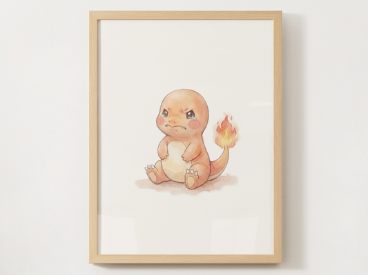 Pokémon Charmander Emotions Nursery Wall Art Bundle, 6 Printable Posters, Angry Confused Happy Sad Scared Surprised, Digital Download