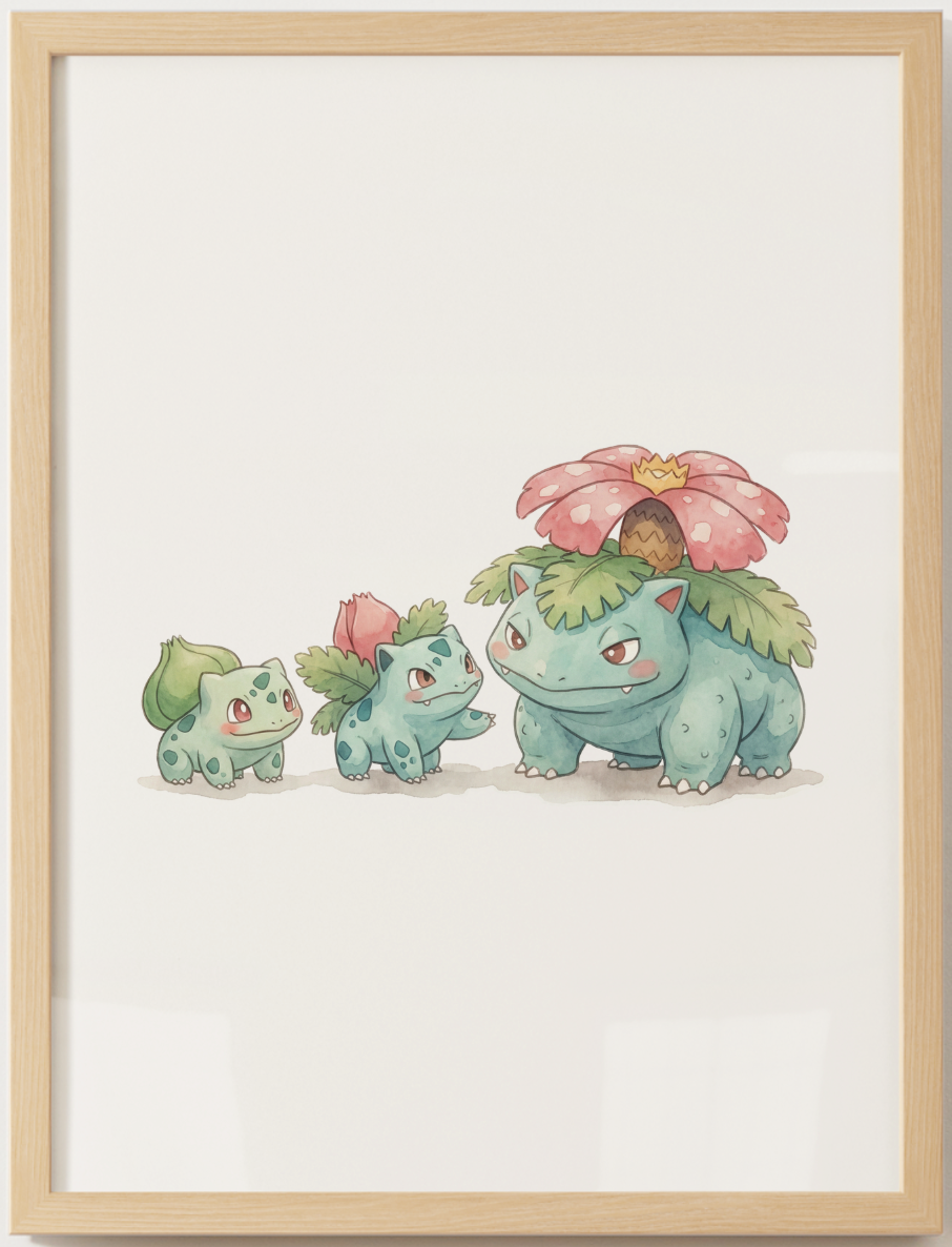 Gen 1 Evolution Line Wall Art Bundle, 3 Printable Posters, Kanto Pokémon Nursery Decor, Digital Download