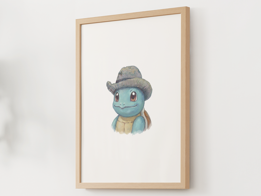 Van Gogh Squirtle Nursery Wall Art Printable, Cute Kids Room Decor, Neutral Pokémon Poster, Instant Download Digital Print