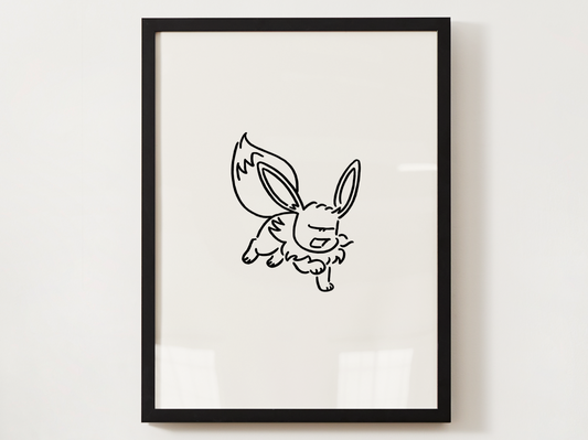 Eevee Evolutions Wall Art Bundle, 9 Minimal Line Prints, Instant Digital Download