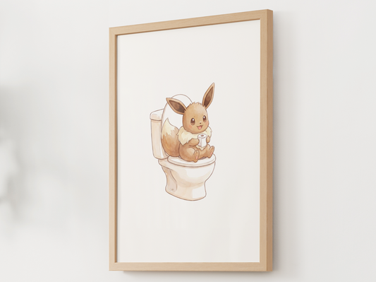 Eevee Toilet Poster, Kids Bathroom Decor (Digital Download)