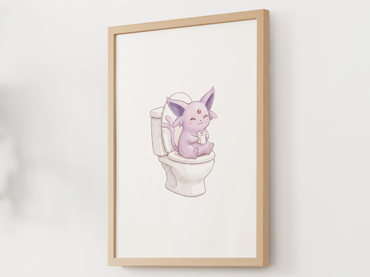 Espeon Bathroom Wall Art Printable, Funny Pokemon Toilet Poster, Cute Washroom Decor, Kids Bathroom Art, Instant Download