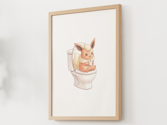 Flareon Toilet Poster, Kids Bathroom Decor (Digital Download)
