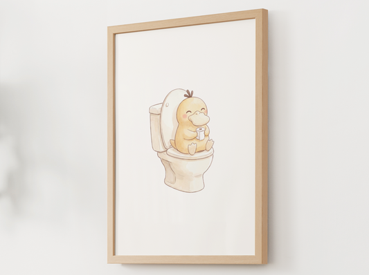 Psyduck Toilet Poster, Kids Bathroom Art (Digital Download)