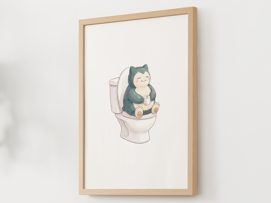 Snorlax Toilet Poster, Kids Bathroom Decor (Digital Download)