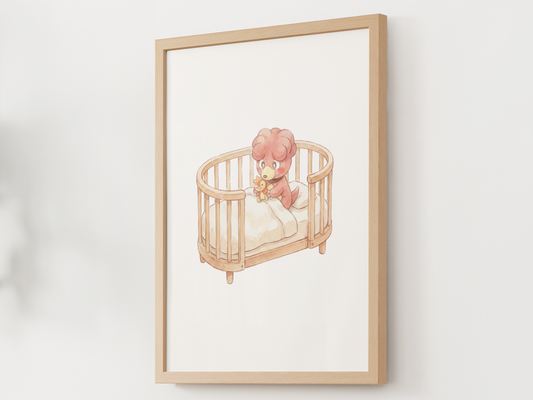Magby Nursery Wall Art Printable, Baby Pokemon in Crib Poster, Cute Kids Room Decor, Warm Nursery Print, Instant Download