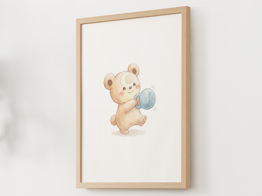 Teddiursa Workout Wall Art Printable, Cute Pokemon Gym Poster, Home Gym Decor, Fitness Room Wall Print, Instant Download