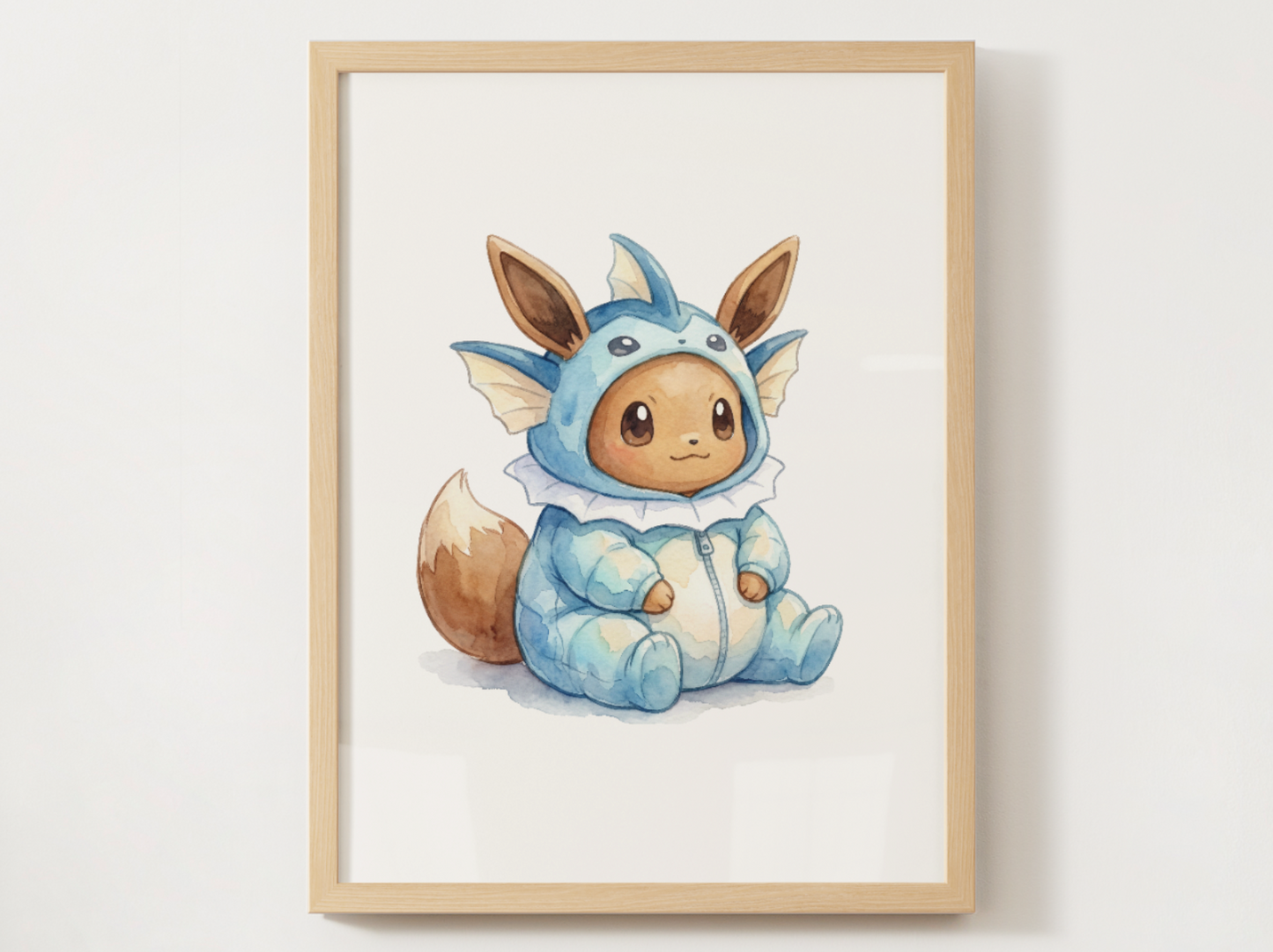 Eeveelutions Onesies Wall Art Bundle, 8 Printable Posters, Eevee in Evolution Pajamas, Nursery Decor, Instant Download