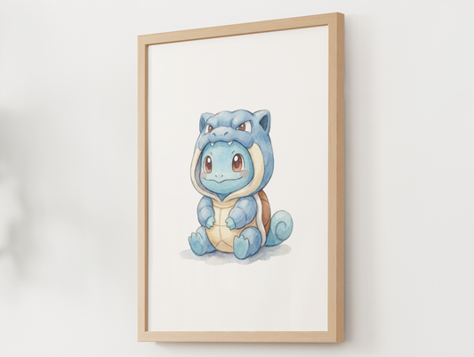 Squirtle Onesie Wall Art Printable, Gen 1 Starter Nursery Poster, Kids Room Decor, Digital Download