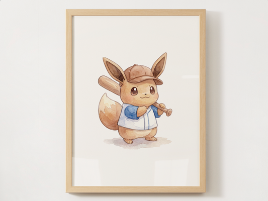 Eeveelutions Baseball Nursery Wall Art, 9 Printable Posters, Eevee Evolutions, Kids Room Decor, Instant Download