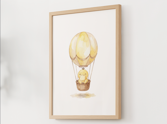 Psyduck Hot Air Balloon Wall Art, Dreamy Adventure Nursery Poster, Kids Room Decor, Printable Digital Download
