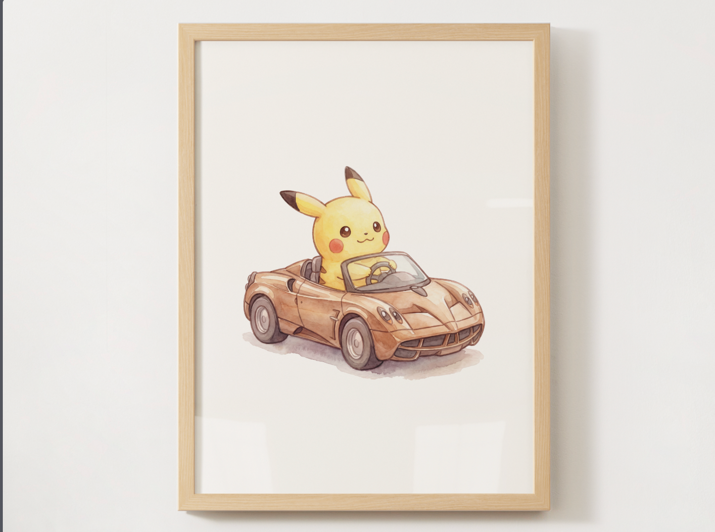Pikachu Supercars Wall Art Bundle, 8 Printable Posters, Sports Car Theme, Kids Room Decor, Digital Download