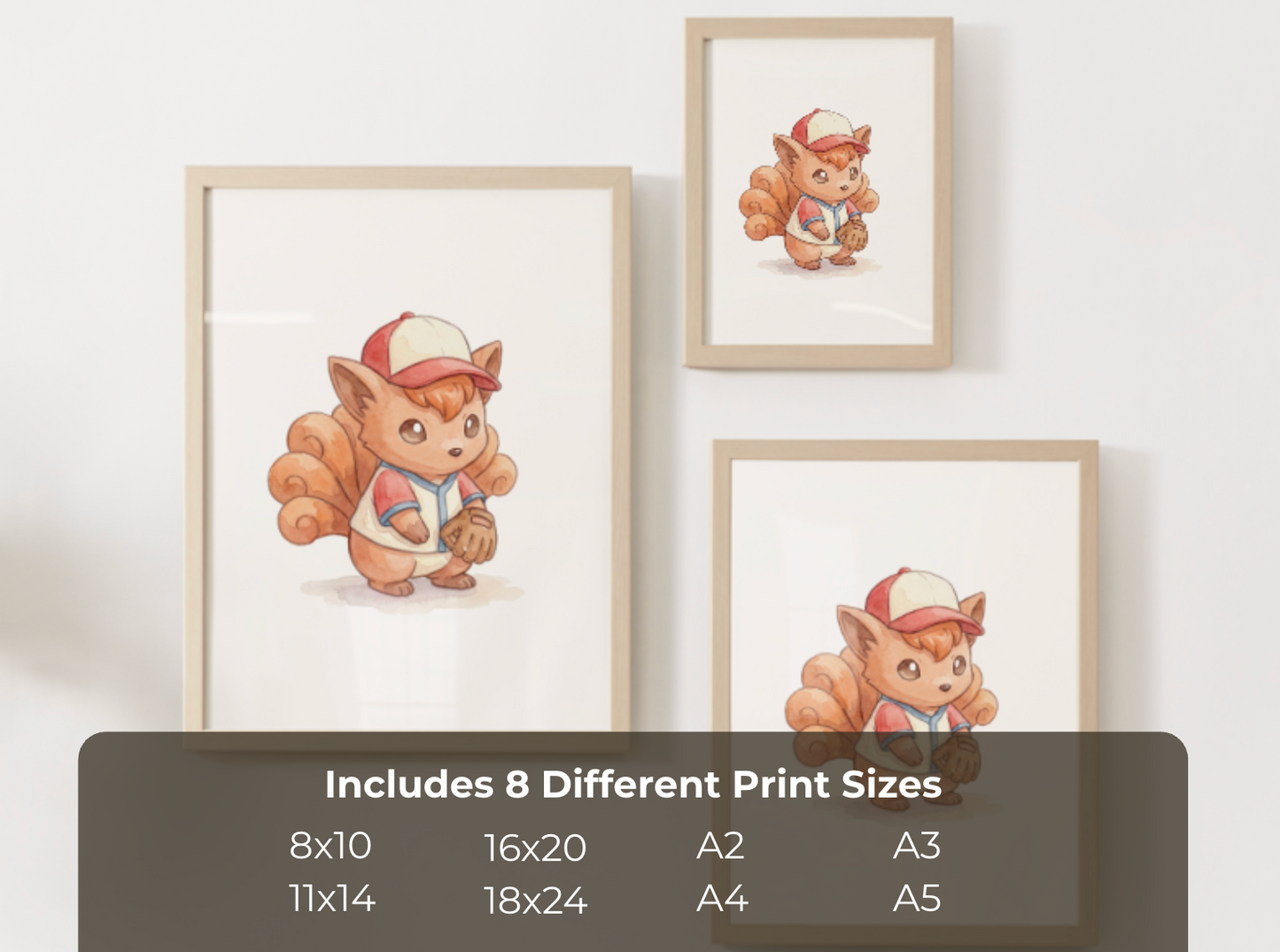 Vulpix Baseball Wall Art, Cute Ballpark Nursery Poster, Kids Room Decor, Printable Digital Download
