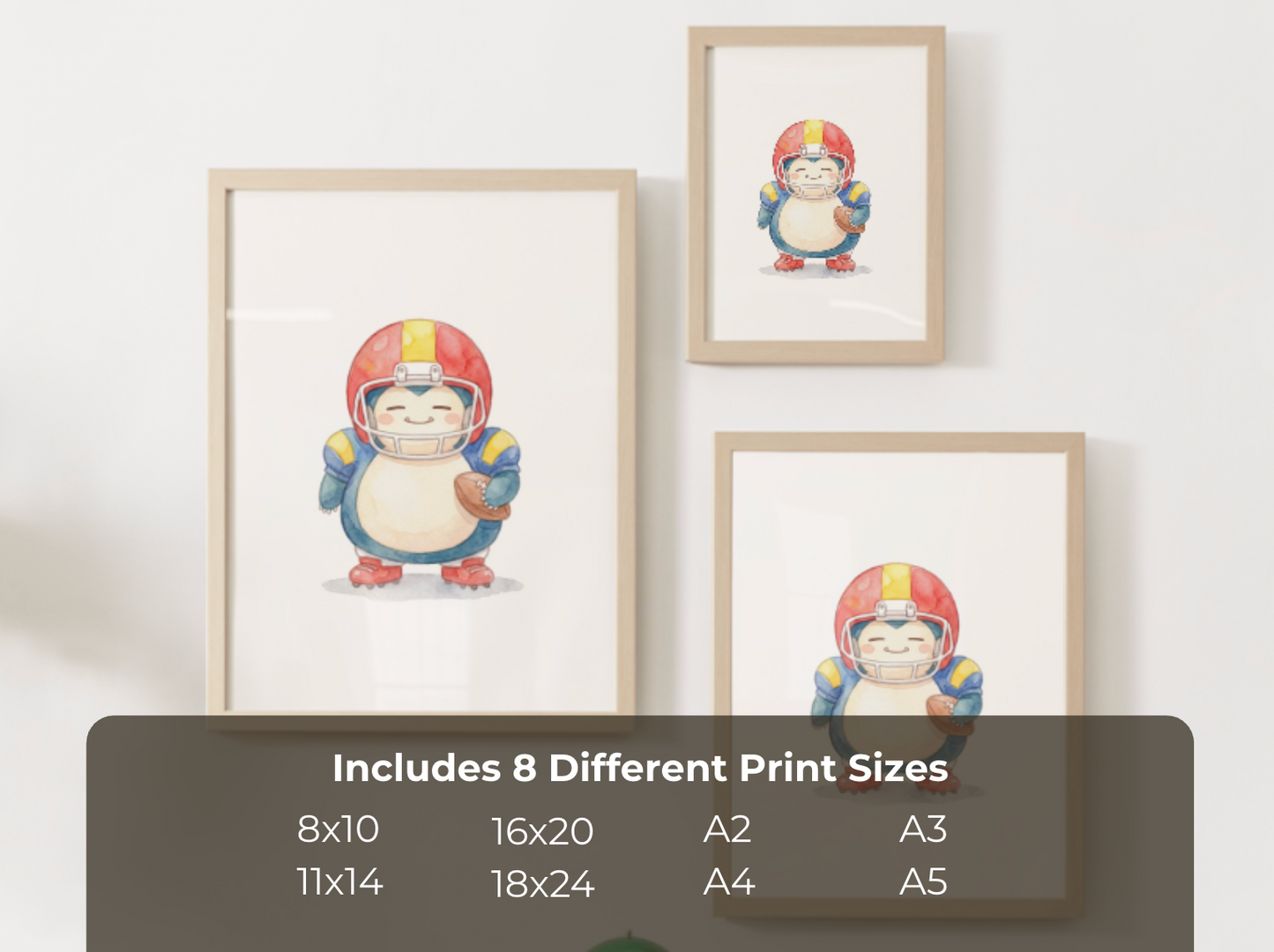 Snorlax Football Wall Art, Cute Game Day Nursery Poster, Kids Room Decor, Printable Digital Download