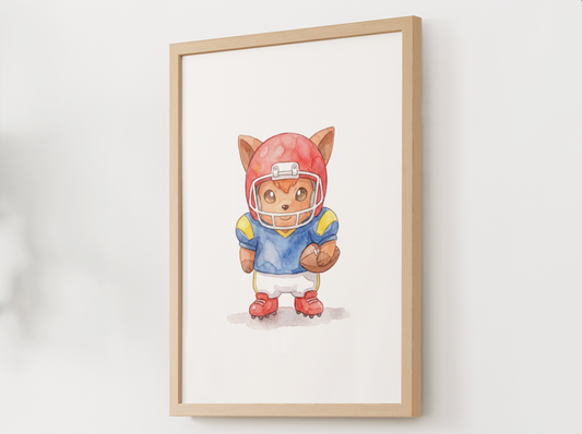 Vulpix Football Wall Art, Cute Game Day Nursery Poster, Kids Room Decor, Printable Digital Download