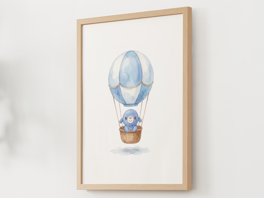 Popplio Hot Air Balloon Wall Art, Dreamy Adventure Nursery Poster, Kids Room Decor, Printable Digital Download
