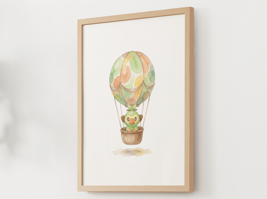 Grookey Hot Air Balloon Wall Art, Dreamy Adventure Nursery Poster, Kids Room Decor, Printable Digital Download
