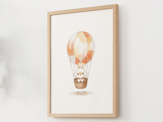 Scorbunny Hot Air Balloon Wall Art, Dreamy Adventure Nursery Poster, Kids Room Decor, Printable Digital Download