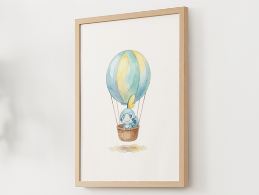 Sobble Hot Air Balloon Wall Art, Dreamy Adventure Nursery Poster, Kids Room Decor, Printable Digital Download