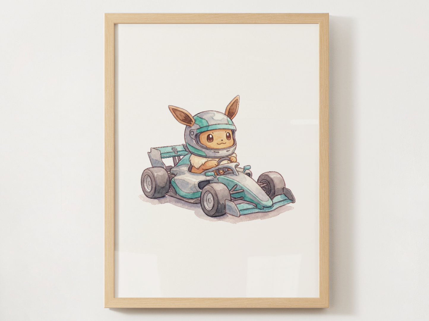 Eevee Race Car Wall Art Bundle, 8 Printable Posters, Formula Style Racing Theme, Kids Room Decor, Instant Download