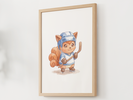 Vulpix Hockey Wall Art, Cute Rink Theme Nursery Poster, Kids Room Decor, Printable Digital Download