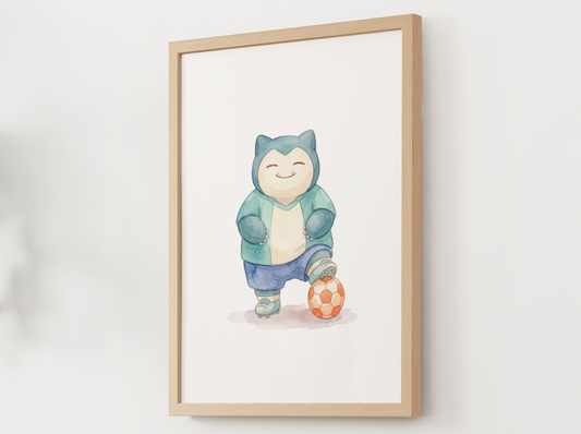 Snorlax Soccer Wall Art, Cute Match Day Nursery Poster, Kids Room Decor, Printable Digital Download