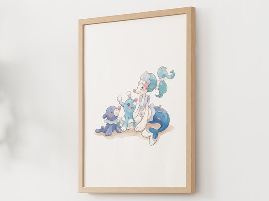 Popplio Evolution Line Wall Art Printable, Brionne Primarina Poster, Pokémon Nursery Decor, Digital Download